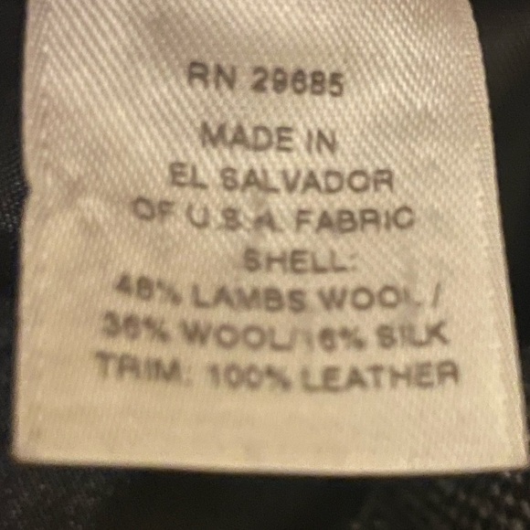 Pendleton Gray Wool Silk Blend Tweed Black Leather Trim Blazer Size 12 Tall - Picture 9 of 10